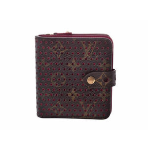 Louis Vuitton Monogram Perfo Compact Zip Fuchsia Pink Leather Wallet